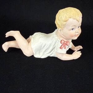 Vintage Piano Baby Crawling Andrea by Sadek Bisque Porcelain Japan